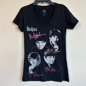 The Beatles T-Shirt Graphic Band Tee Short Sleeve V-Neck John Paul George Ringo
